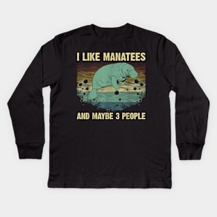 Funny Manatee For Men Women Toddlers Manatee Love Kids Long Sleeve T-Shirt